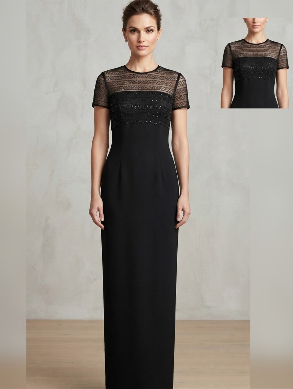 Women's Black Beaded Sheer Illusions  Cocktail Dress By Marie St. Claire. Size 4